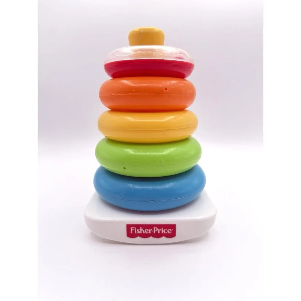 Fisher Price Rock A Stack Stacking Ring Toy 5 Rings Rattle Ring 2004 Vintage